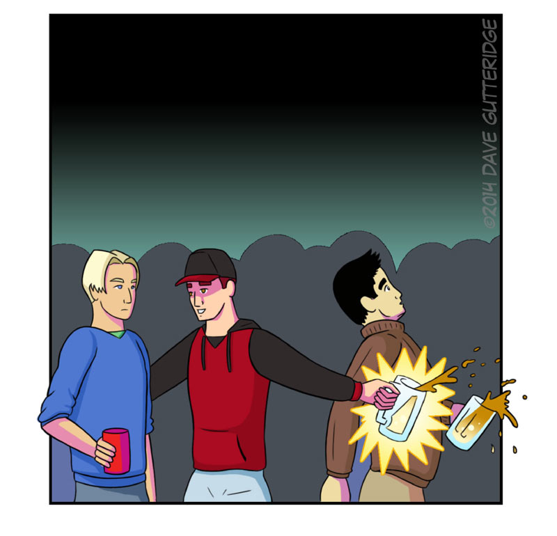 Panel 2 of a comic about a bar fight in Japan.