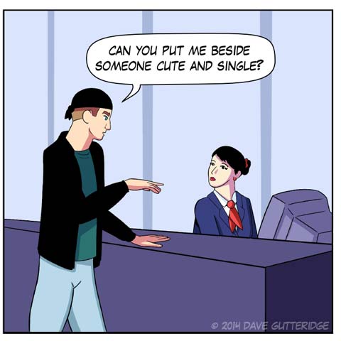 Panel 3 of a comic about checking in for a flight at Narita airport.